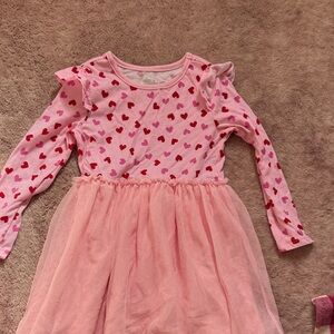 Pink Heart Pattern Kids Dress
